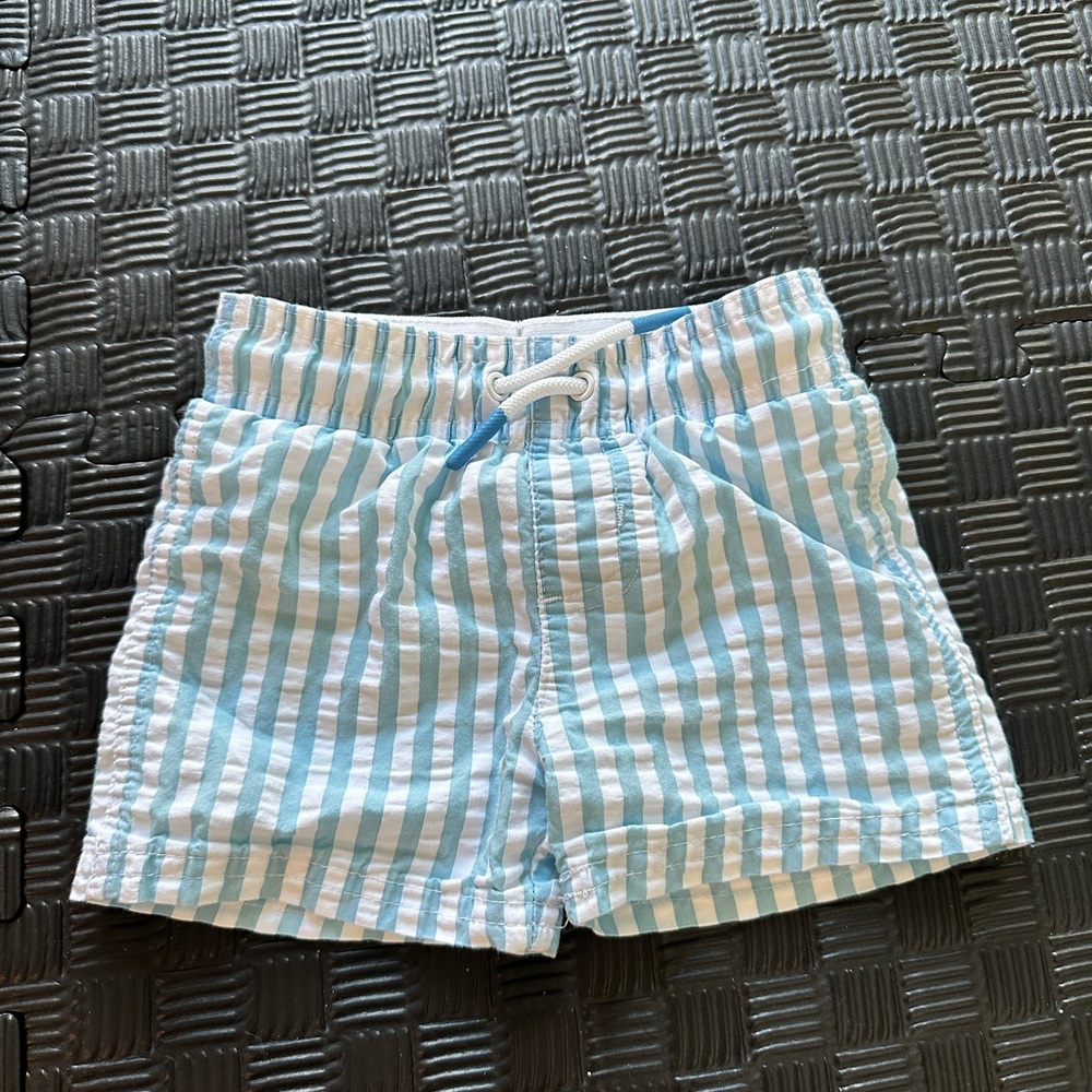 Striped Blue and White Swim Trunks